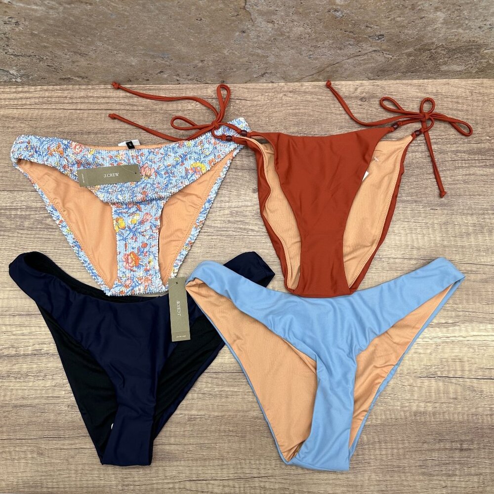 J Crew Bundle Of 4 Bottoms Bikini Womens Variety Colors Size M Hipster Cheeky